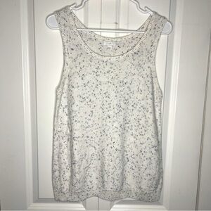 J. Jill Multi-Tweed Lightweight Shell Tank Top Small Stone White Blue Speckled